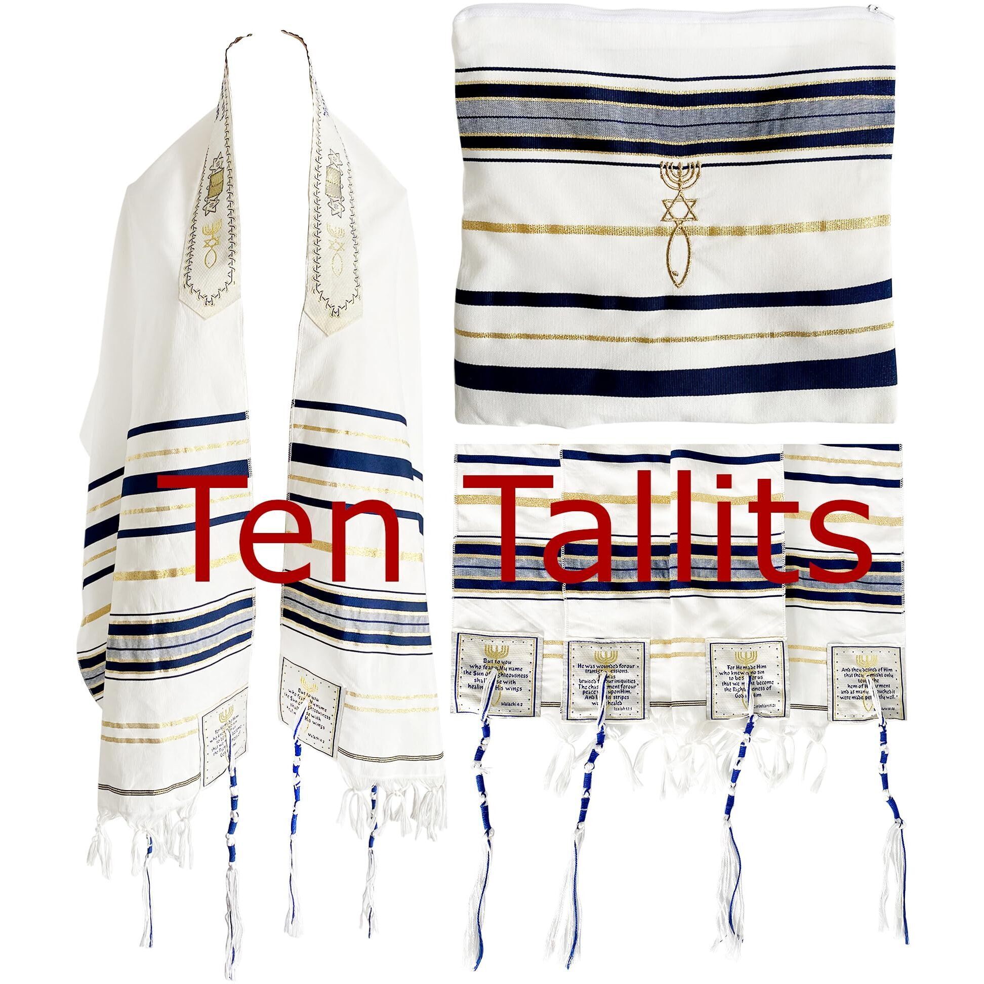 3652 Unisex Messianic Tallit- Dark Blue New Covenant Tallit Prayer Shawl